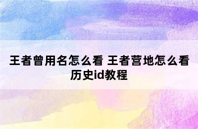 王者曾用名怎么看 王者营地怎么看历史id教程